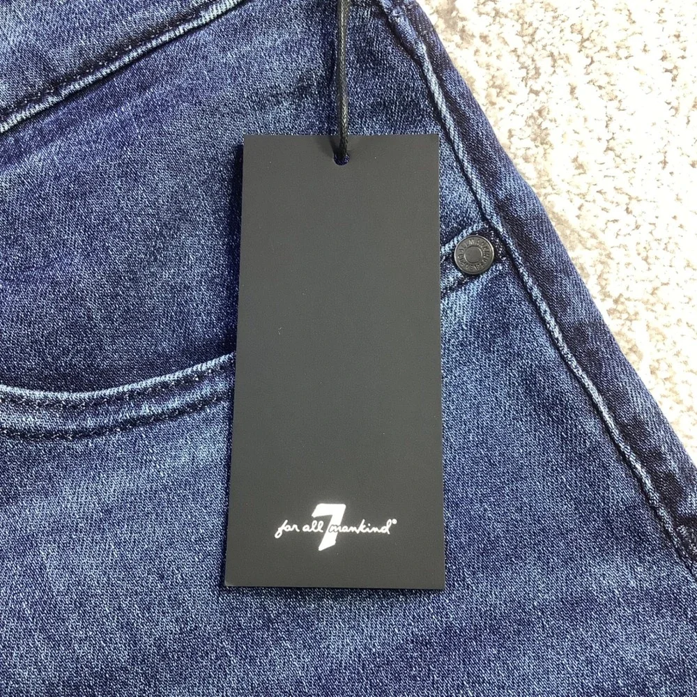7 For All Mankind The Straight Airweft Denim Jeans Proper Blue Size 33 x 34 NWT